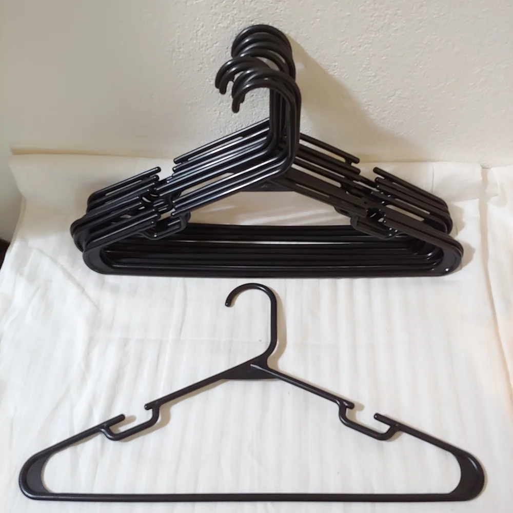 Set Of 10 Black Plastic Hangers